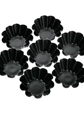 厂家直销家用商用烘培碳钢不沾黑色花边法式菊花塔壳葡挞蛋挞模