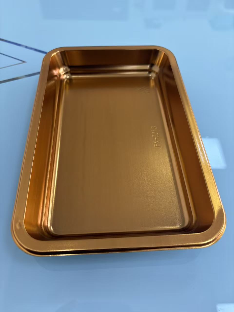 韩式吸塑烫金小餐盘烤肉托盘餐厅金色长方形盘子炸鸡甜品盘100个