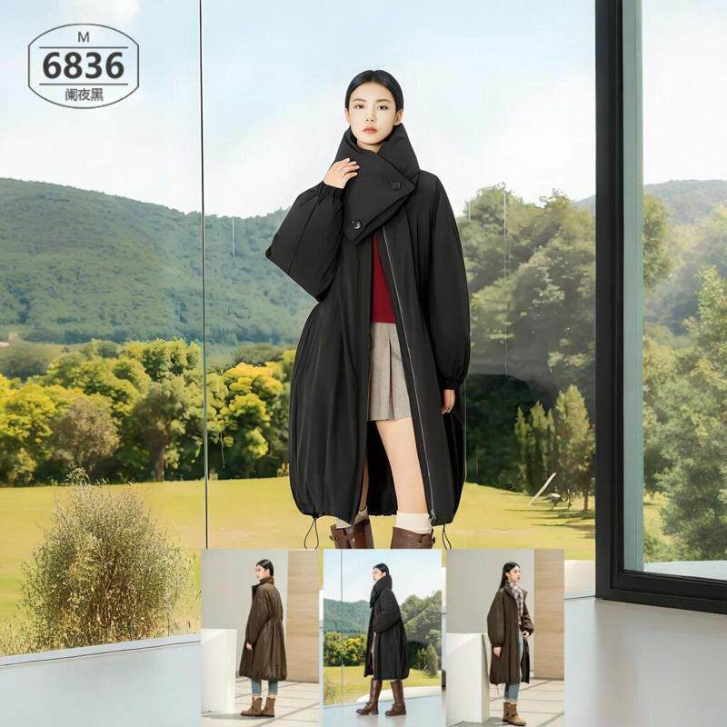 翻新加工定制斗篷款羽绒服九成品女中长款面包服宽松加厚半成品