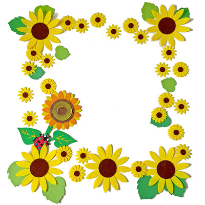 幼儿园板报立体向日葵边框墙贴画