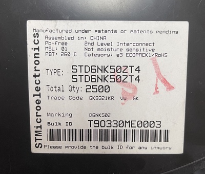 STD6NK50ZT4集成电路芯片