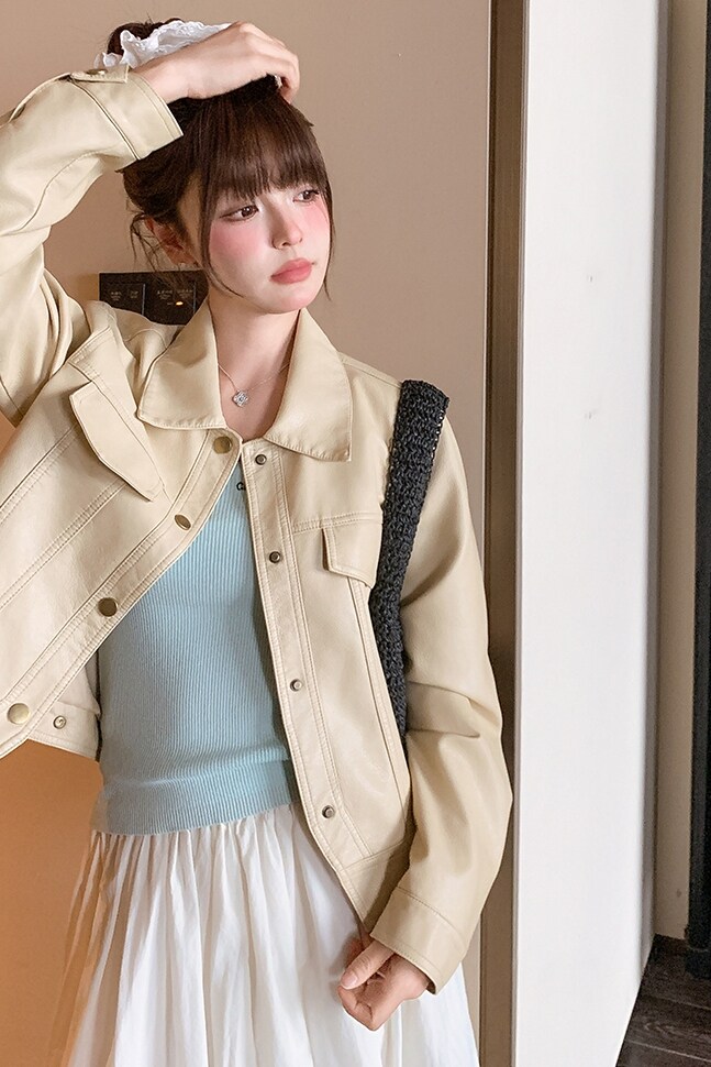 现货短款皮衣外套女2025年春秋新款酷飒风小个子710P135K218,女装皮衣,2C082