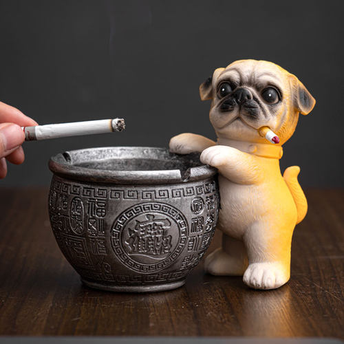 创意高级感百福缸招财狗烟灰缸家用客厅办公室茶桌潮流可爱烟灰缸