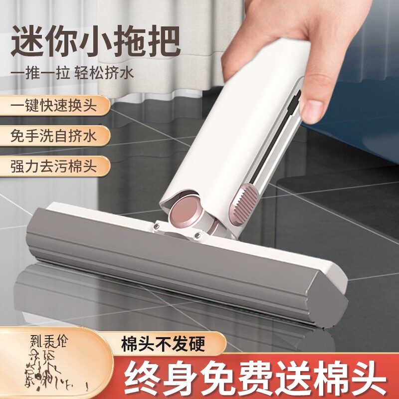 多功能懒人家用手持免手洗迷你胶棉小拖把吸水海绵厨房洗手台桌面