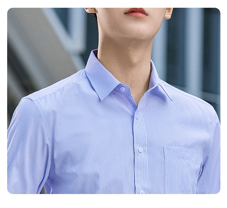 白色免烫职场细条纹长袖衬衫