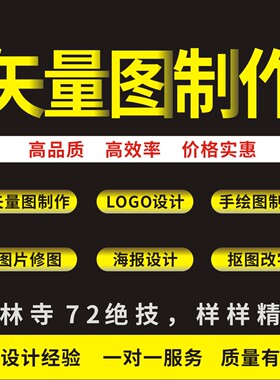 矢量图制作图案平面设计海报cdr图文排版logo定制ai画图作图代画