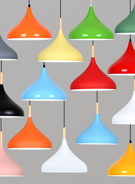 饭店专用单头吊灯工业风餐饮店餐厅餐馆火锅店铺商用灯具彩色灯罩