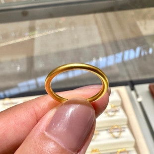 古法金包银素圈戒指女经典实心指环简约百搭情侣对戒情人节礼物