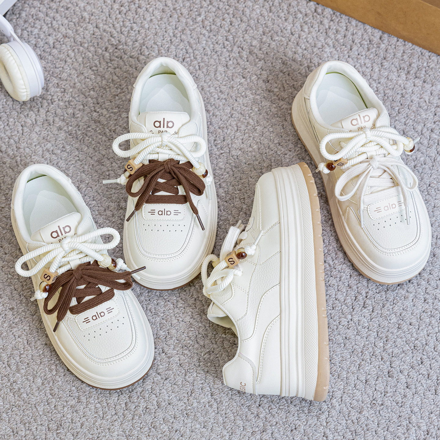 真皮大码女鞋41到43厚底小白鞋女2026年新款春季百搭休闲运动板鞋,女鞋,时尚休闲鞋,淘宝优惠券,粉丝福利购,淘宝优惠卷