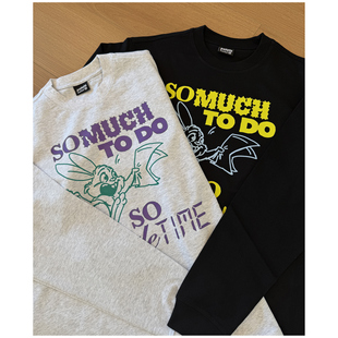 T恤纯棉男女情侣 兔子印花初秋长袖 美式 休闲复古趣味时间不够用