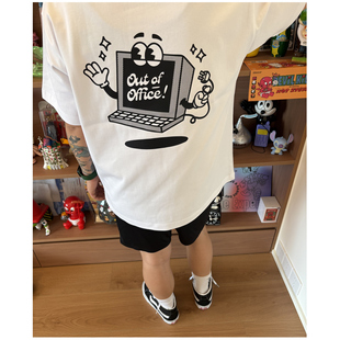 Out of Office下班啦 逃离工作享受生活日常复古宽松男女短袖T恤
