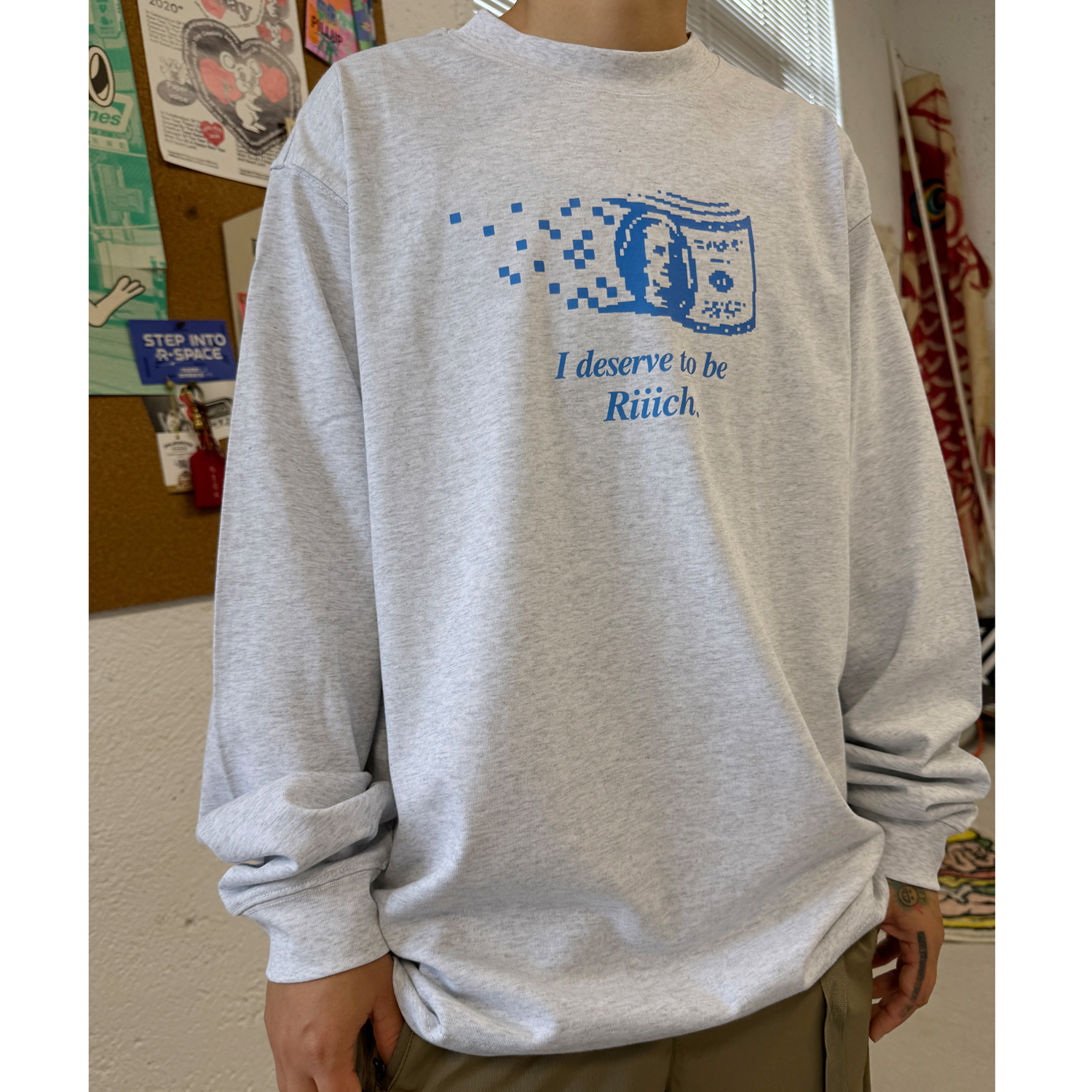 我想变有钱长袖T恤男女款无性别