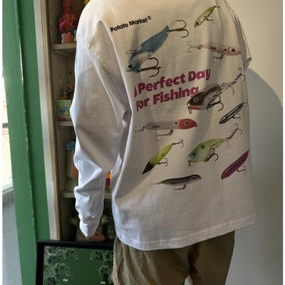 长袖T恤宽松休闲钓鱼印花长袖