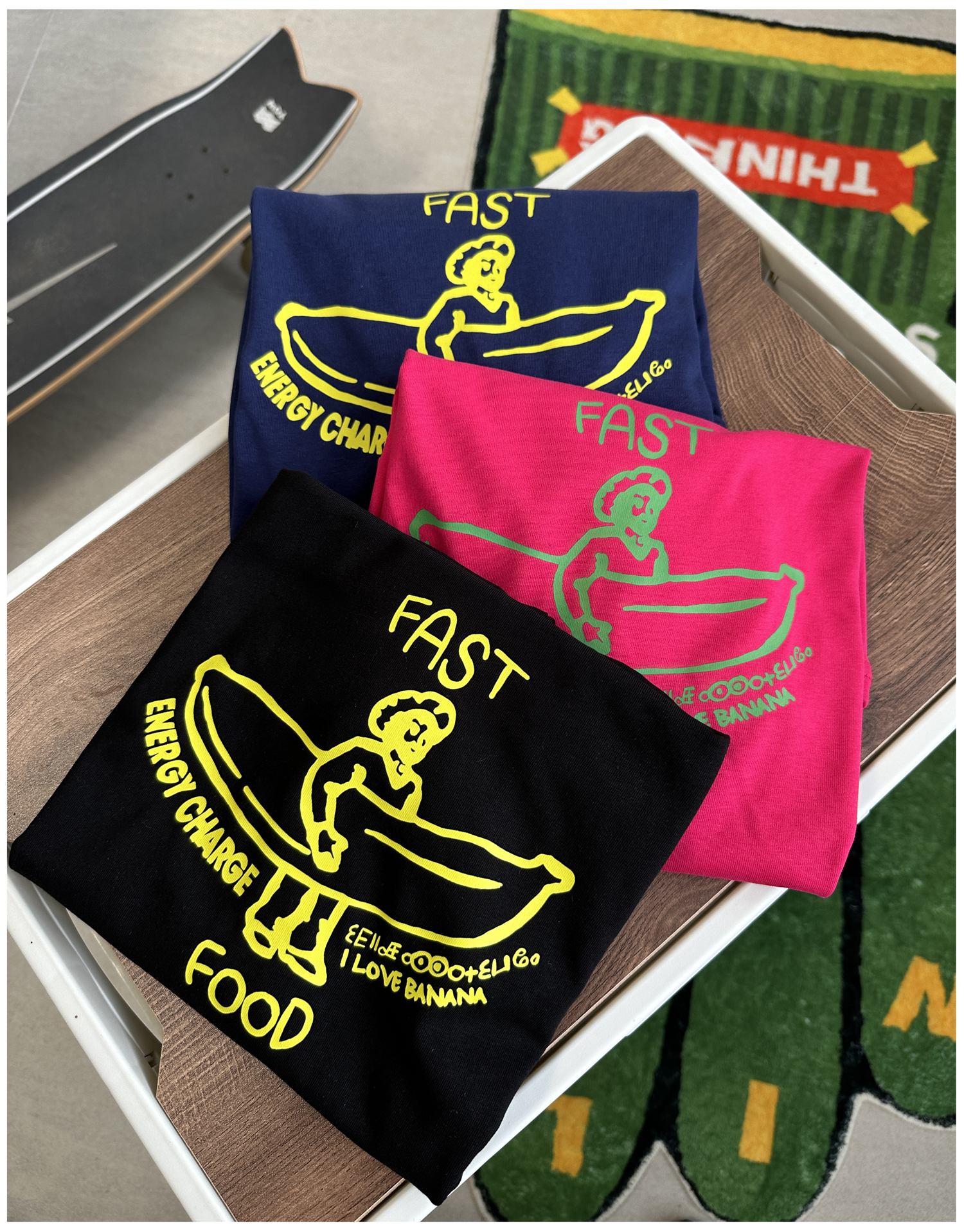 短袖T恤日系休闲简约男女款香蕉