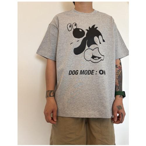 松弛感DOG MODE ON美式宽松休闲男女情侣款无性别纯棉短袖T恤
