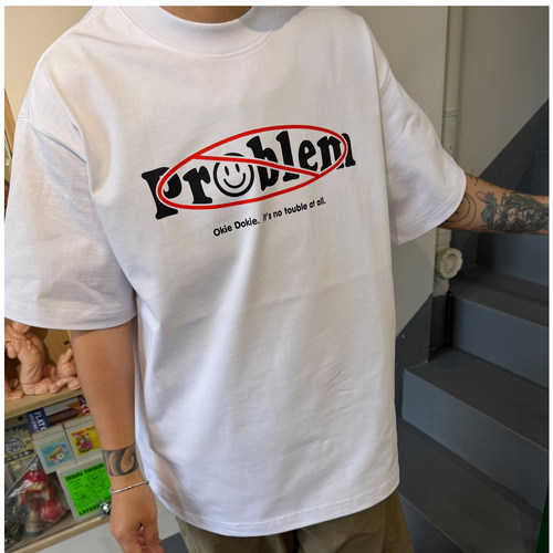 ON PROBLEM没问题 趣味印花有趣的短袖T恤男女情侣款宽松简约休闲