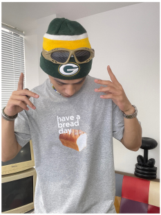 T恤纯棉宽松潮休闲半袖 食物印花短袖 day男女情侣款 面包日bread