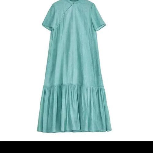 2507夏季新款盘扣中国风改良旗袍禅意茶服中式文艺连衣裙茶艺