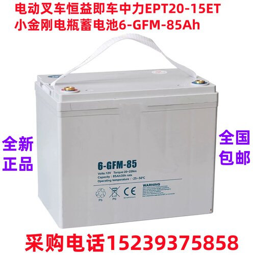 电动叉车恒益即车中力EPT20-15ET小金刚电瓶蓄电池6-GFM-85Ah全新