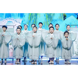 六一儿童演出汉服魏晋风清平调汉服男女童班服大袖衫交领直裾书童