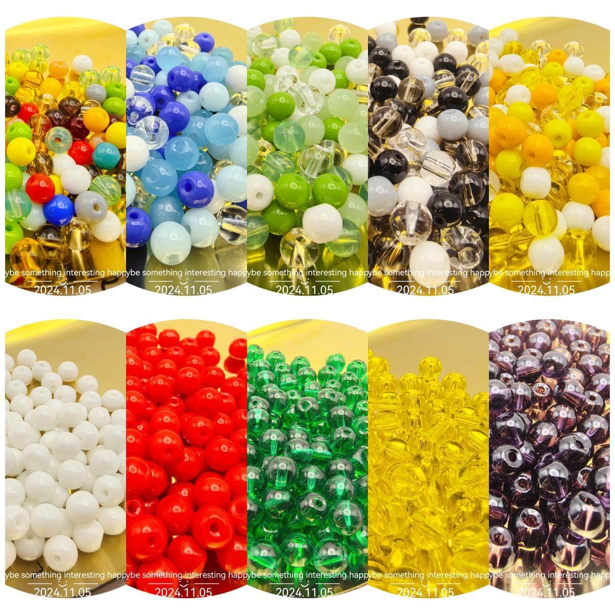 6mm玻璃果冻实色仿玉石琉璃圆珠散珠diy手工制作串珠手链饰品材料