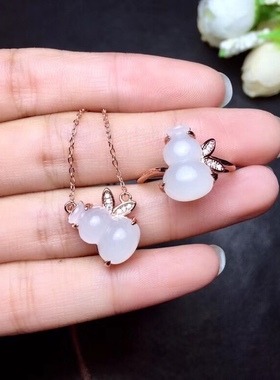 s925纯银小葫芦戒指锁骨链套装