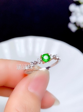 银饰品戒指圆形透辉石百搭清新