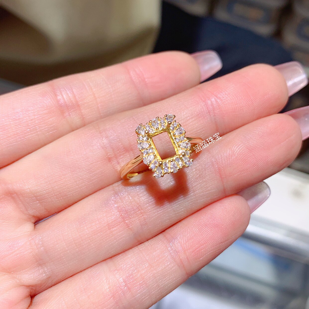 s925银饰品戒指长方形5*7mm代镶石榴石 碧玺 托帕石 时尚百搭