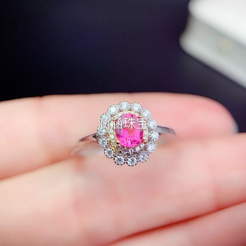 s925银饰品戒指空托椭圆形4*5mm代镶 碧玺  石榴石 双色款 日韩 x