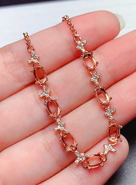 s925银手链空托椭圆形4*6mm蝴蝶设计女饰品 DIY代镶欧泊 坦桑  x