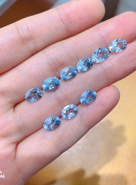 天然 天空蓝托帕石 裸石戒面 椭圆形4*6 5*7 6*8 7*9 8*10mm