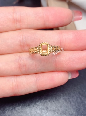 s925纯银戒指空托长方形4*6mm可镶碧玺 红宝石 坦桑石 简单清新 m