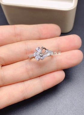 s925银饰品戒指空托水滴形4*6mm代镶红宝石 托帕石 黄水晶 时尚