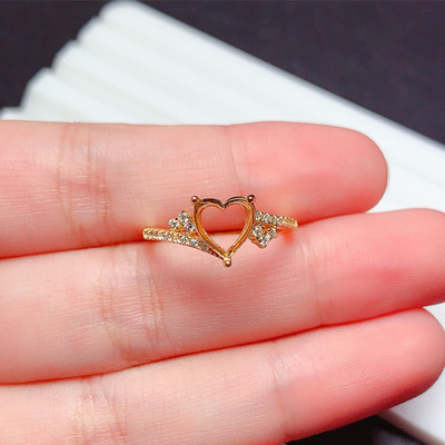 s925银戒指空托心形7*7mm气质时尚未镶嵌 学生礼物  x