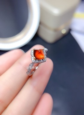 s925银饰品戒指空托方形日韩