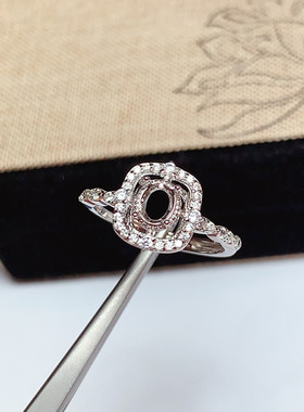 s925银饰品戒指空托椭圆形4*5mm 时尚精美代镶嵌 蓝宝石 祖母绿 x