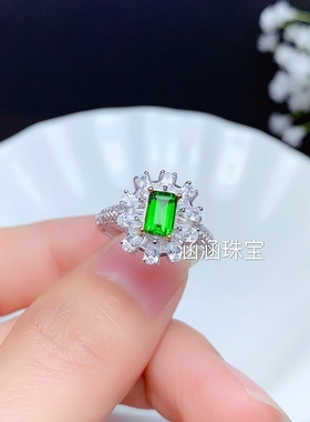 s925银饰品戒指空托晶石豪华代镶