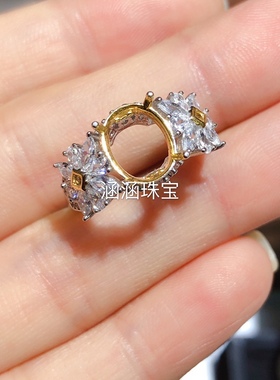 8*10mm代镶翡翠晶石双色款银饰品