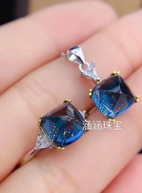 枕形8*8mm代镶托帕石戒指吊坠