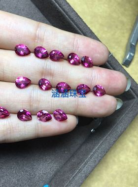 红色托帕石戒指吊坠水滴镶嵌