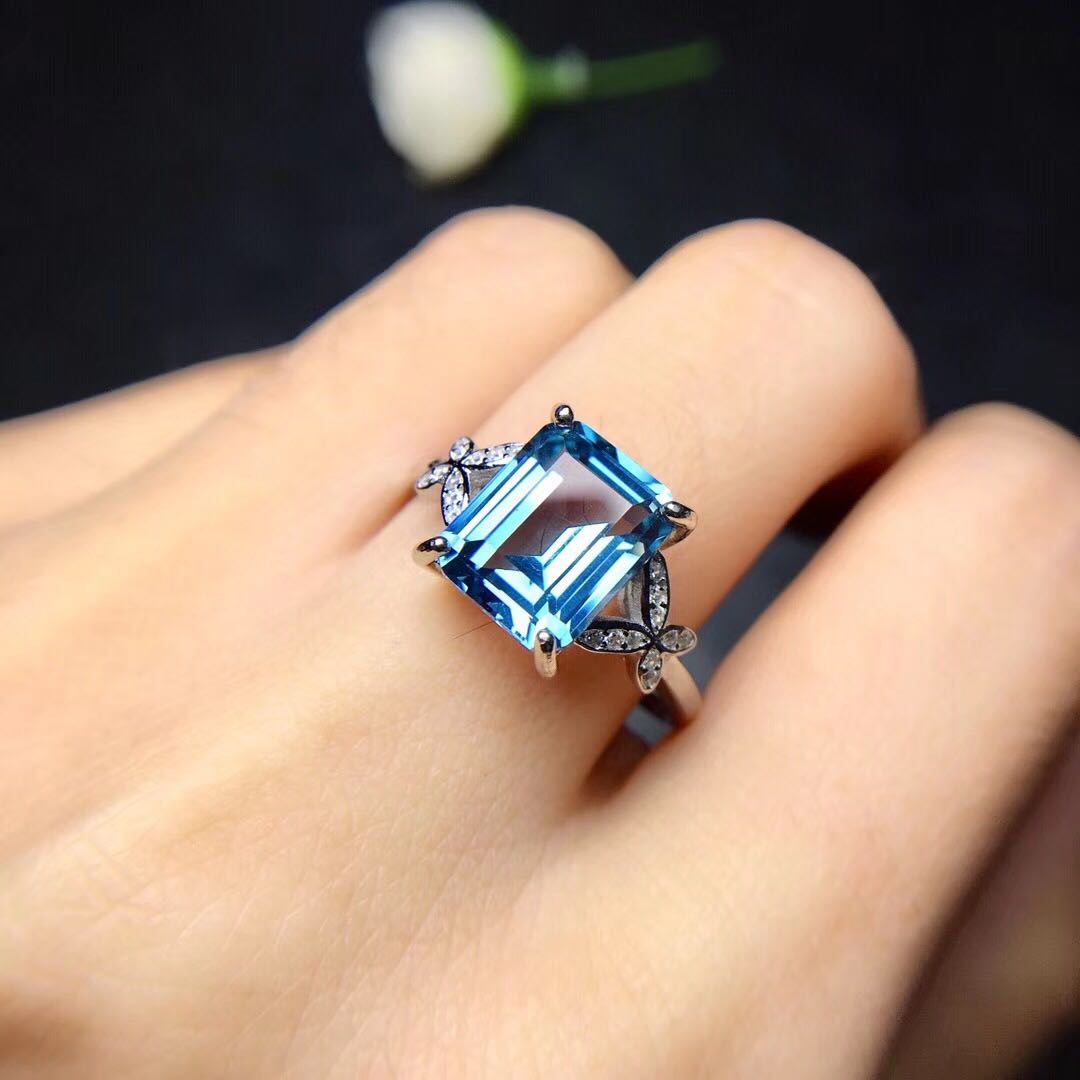 纯银活圈戒指长方形10*12mm空托