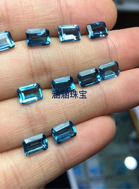 天然伦敦蓝托帕石裸石戒面长方