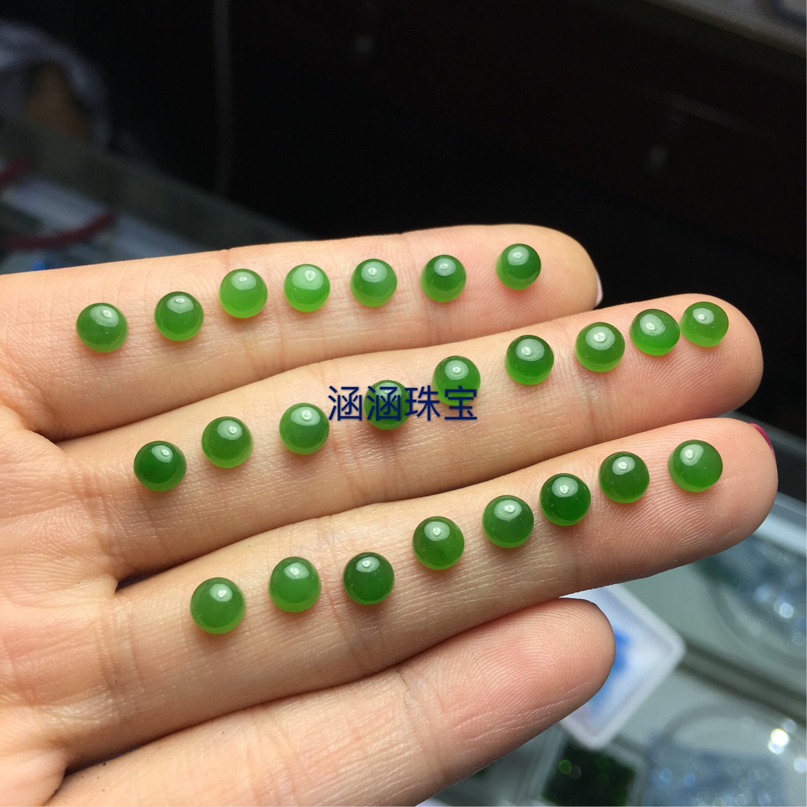 天然裸石碧玉戒面 圆形4*45*5 6*6mm可镶戒指 耳钉 手链 吊坠