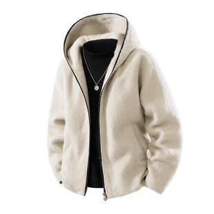 琴子家秋冬季新款男士毛呢保暖百搭连帽夹克外套青年简约大气上衣