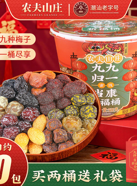 农夫山庄混合梅桶装500g话梅子9种口味蜜饯果干组合年货大礼包盒