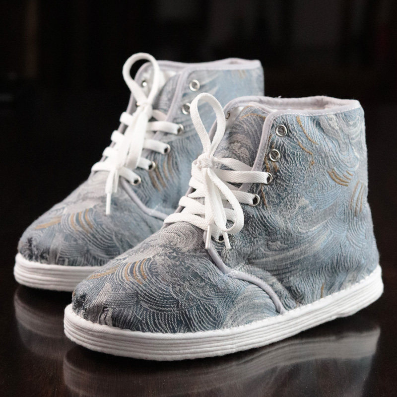 纯手工千层底男女棉花布鞋 冬加厚保暖高帮系带 传统国潮布棉靴子