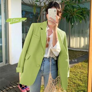 chic牛油果绿西装外套小众设计感小个子高级感炸街休闲西服女上衣