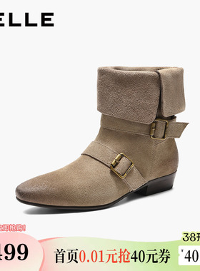 百丽复古显瘦时装靴子女冬新商场同款西部中筒靴BFB62DS5