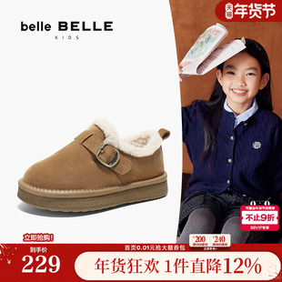 百丽雪顶咖啡保暖加绒毛毛勃肯鞋厚底雪地靴儿童男女棉鞋Y8803D84
