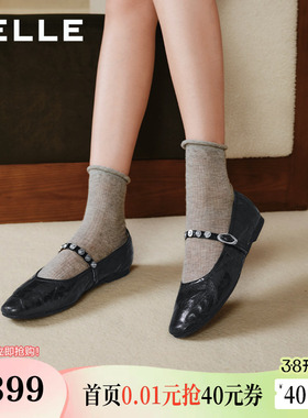 百丽圆舞曲羊皮红色玛丽珍鞋女新款复古软底浅口单婚鞋D9V1DCQ5预